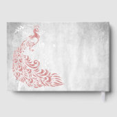 ピンクピーコックリーフつる植物結婚ズゲストブック ゲストブック (裏面)