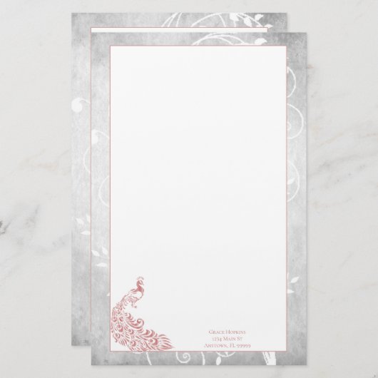 ピンクピーコック文房具 便箋 (正面/裏面)