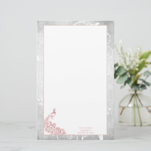 ピンクピーコック文房具 便箋 (スタンド正面)