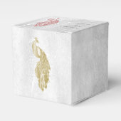 ピンクピーコック結婚式の引き出物ボックス フェイバーボックス (正面サイド)