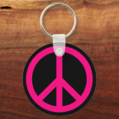 ピンクピースサインキーチェーン キーホルダー (正面)