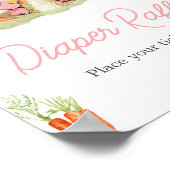 ピンクピーターうさぎ赤ちゃんシャワーおむつラッフル ポスター (角)