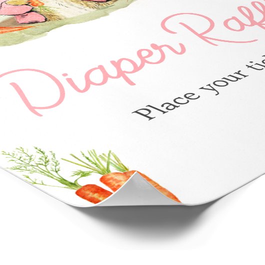 ピンクピーターうさぎ赤ちゃんシャワーおむつラッフル ポスター (角)