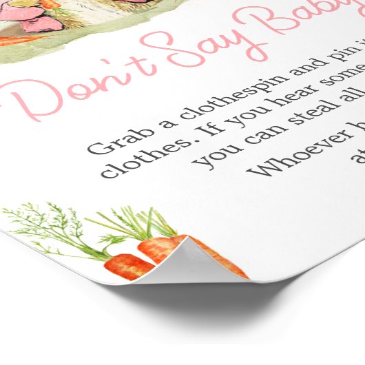 ピンクピーターうさぎ赤ちゃんシャワー言わないベビー ポスター (角)