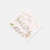 ピンクピーターザラビットファースト誕生日 スタンダードカクテルナプキン (角)