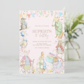 ピンクピーターザラビットファースト誕生日 招待状 (スタンド正面)