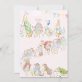 ピンクピーターザラビットファースト誕生日 招待状 (裏面)