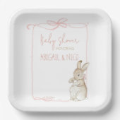 ピンクピーター・ザ・ラビットベアトリックス女の子ベビーシャワー ペーパープレート (正面)