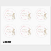 ピンクピーター・ザ・ラビットベアトリックス女の子ベビーシャワー ラウンドシール (シート)