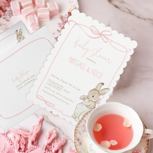 ピンクピーター・ザ・ラビットベアトリックス赤ちゃんシャワー 招待状