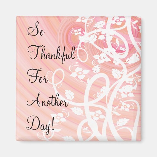 ピンクピーチつる植物フローラインスピレーショカスタムン マグネット (正面)