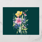 ピンクピーチイエロー開花は日付フォイルカードを保存 箔招待状ポストカード (裏面)