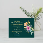 ピンクピーチイエロー開花は日付フォイルカードを保存 箔招待状ポストカード (立ち正面)