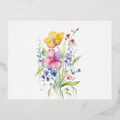 ピンクピーチイエロー開花は日付フォイルカードを保存 箔招待状ポストカード (裏面)