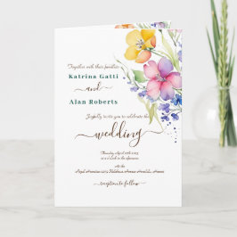 ピンクピーチイエロー開花イエローフォールディング招待状 招待状