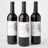 ピンクピーチイエロー開花ワインラベル ワインラベル (ボトル)
