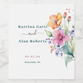 ピンクピーチイエロー開花ワインラベル ワインラベル (シングルラベル)