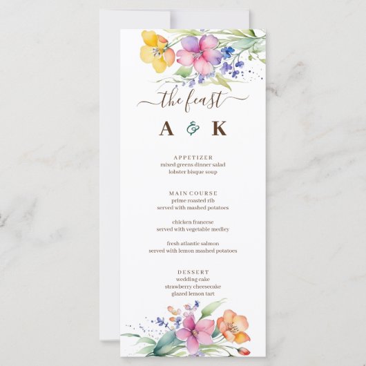 ピンクピーチイエロー開花結婚ズメニュー (正面)