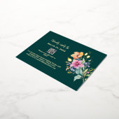 ピンクピーチイエロー開花RSVPフォイルカード 箔招待状ポストカード (回転した状態)