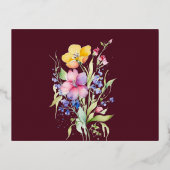 ピンクピーチイエロー開花RSVPフォイルカード 箔招待状ポストカード (裏面)