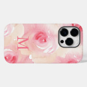 ピンクピーチウォーターカラーフローラモノグラム Case-Mate iPhoneケース (裏面 (横))