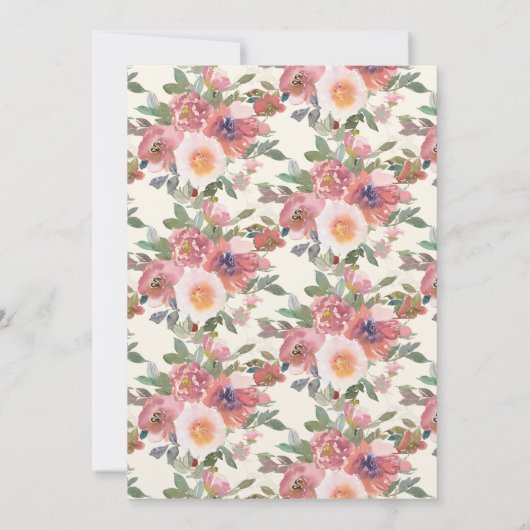 ピンクピーチウォーターカラーフローラ60誕生日 招待状 (裏面)