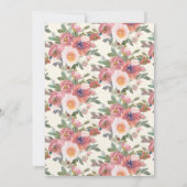 ピンクピーチウォーターカラーフローラ75誕生日 招待状 (裏面)