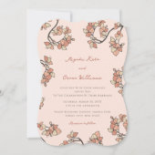 ピンクピーチエレガント花&シックフローラ結婚ズ 招待状 (正面)