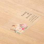 ピンクピーチカボチャフローラ結婚式の日付を保存 アクリル招待状 (レイダウン)