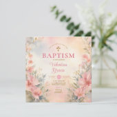 ピンクピーチガールウォーター色バプティスクロスフローラ 招待状 (スタンド正面)