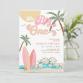 ピンクピーチガールザビッグワンサーフィン1st誕生日 招待状 (スタンド正面)