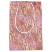 ピンクピーチグリジーグリッタースパークルゼブラプリント ミディアムペーパーバッグ (正面)