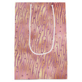 ピンクピーチグリジーグリッタースパークルゼブラプリント ミディアムペーパーバッグ (裏面)
