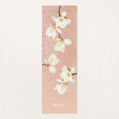 ピンクピーチグリッターガーリーマグノリアフローライニシャル ヨガマット (正面)