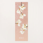 ピンクピーチグリッターガーリーマグノリアフローライニシャル ヨガマット (裏面)