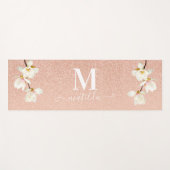 ピンクピーチグリッターガーリーマグノリアフローラ ヨガマット (正面(横))