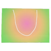 ピンクピーチグリーングラデーショグラデーションンオーラ ラージペーパーバッグ (裏面)