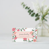 ピンクピーチグリーンフラワーつる植物 名刺 (スタンド正面)