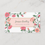 ピンクピーチグリーンフラワーつる植物 名刺 (正面)