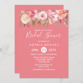 ピンクピーチコーラルウォーターブライダルシャワー招待状 招待状 (正面/裏面)