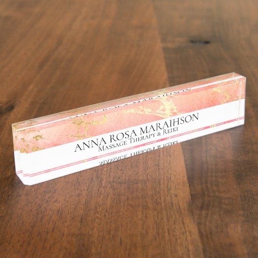 *~ピンクピーチゴールドフォイルAP3デスク名プレート デスクネームプレート (側面)