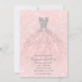 ピンクピーチシルバーグリッタースパークルドレススウィート16 招待状 (正面)