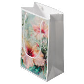 ピンクピーチトロピカルハイビスカスフローラ誕生日 スモールペーパーバッグ (正面アングル)