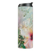 ピンクピーチトロピカルハイビスカスフローラ誕生日 タンブラー (回転左)