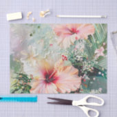 ピンクピーチトロピカルハイビスカスフローラ誕生日 薄葉紙 (クラフト)