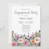 ピンクピーチトロピカルフローラ婚約パーティ招待状 招待状 (正面)