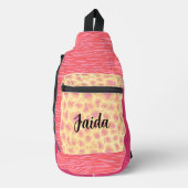 ピンクピーチネームアニマルプリントカットシュースリングバッグ スリングバッグ (正面)