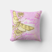 ピンクピーチバタフライ装飾用クッション クッション (正面)