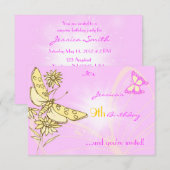 ピンクピーチバタフライRSVPカード 招待状 (正面/裏面)