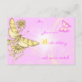 ピンクピーチバタフライRSVPカード 招待状 (正面)